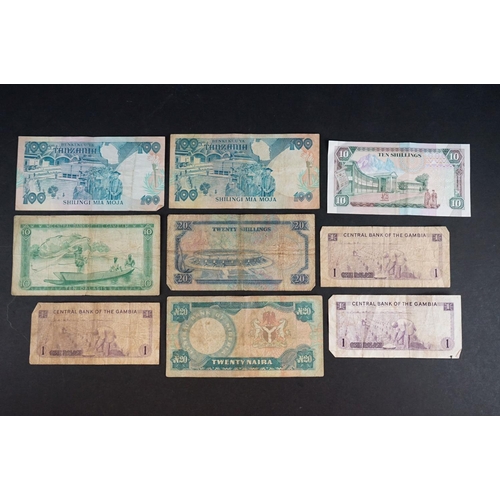 58 - A collection of approx forty banknotes, mainly from African nations.