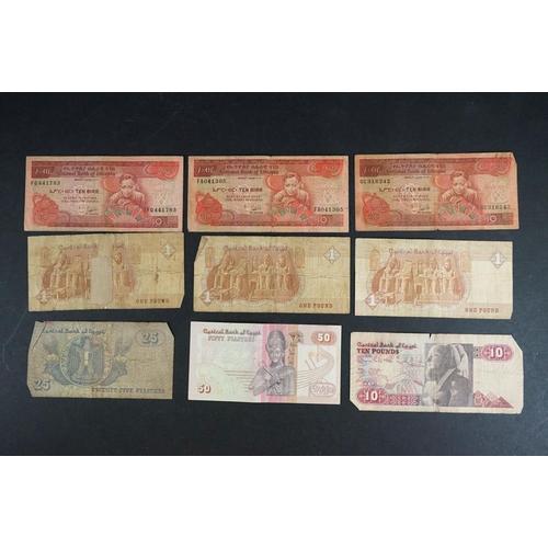 58 - A collection of approx forty banknotes, mainly from African nations.