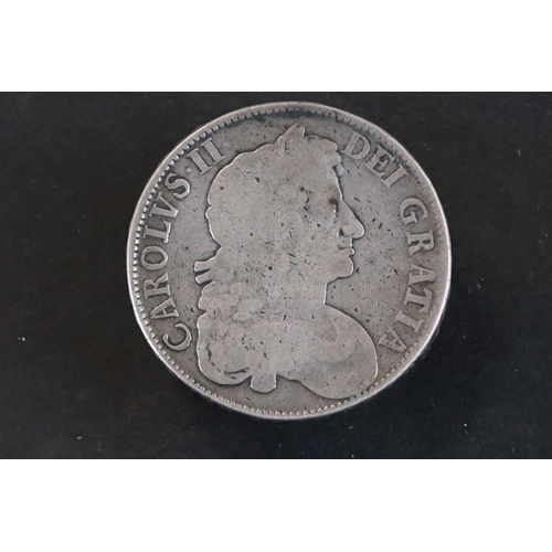 16 - A British King Charles II silver full crown coin, dated 1677