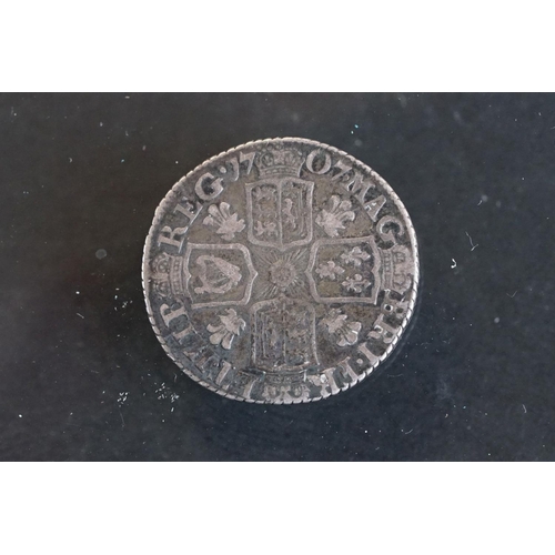 26 - A British Queen Anne early milled silver sixpence, dated 1707