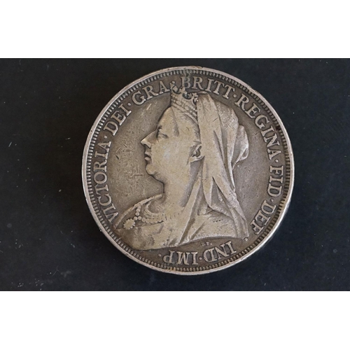 29 - A British Queen Victoria veiled head silver full crown coin, dated 1898