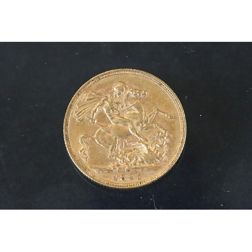 3 - A British Queen Victoria Veiled Head full gold sovereign coin, dated 1895 with Melbourne mint mark.