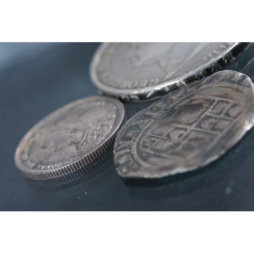 126 - A small group of four British pre decimal silver coins to include an 1821 King George IIII silver cr... 