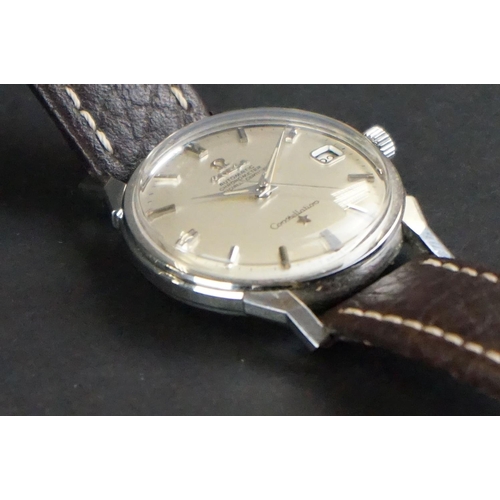 372A - Omega Constellation automatic chronometer gents stainless steel wristwatch, with silvered dial, silv... 