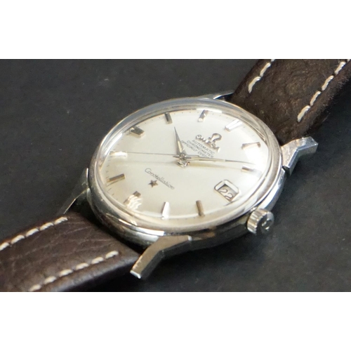 372A - Omega Constellation automatic chronometer gents stainless steel wristwatch, with silvered dial, silv... 