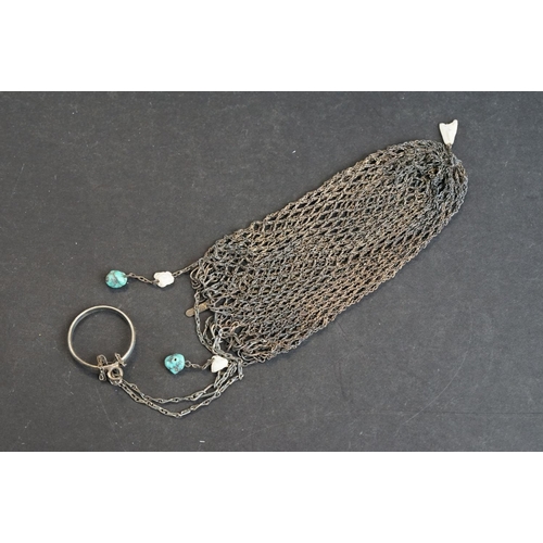 534 - Continental silver chainmail purse with London import marks; a similar silver chainmail coin purse w... 