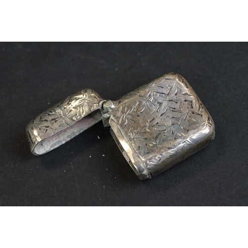 537 - Late Victorian silver vesta case, engraved floral and foliate decoration, makers Deakin & Francis, B... 