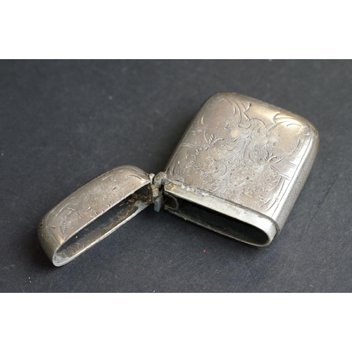 537 - Late Victorian silver vesta case, engraved floral and foliate decoration, makers Deakin & Francis, B... 