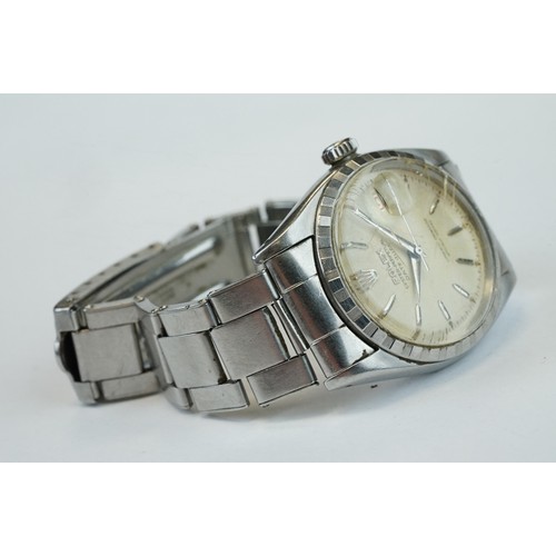 367 - Rolex Oyster-Perpetual Datejust gents 1958 stainless steel wristwatch, with baton hour markers, date... 