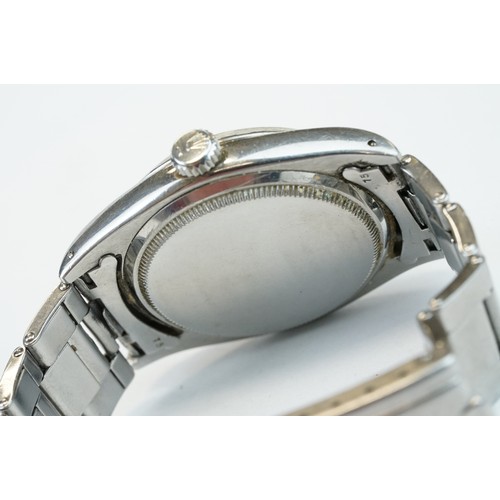 367 - Rolex Oyster-Perpetual Datejust gents 1958 stainless steel wristwatch, with baton hour markers, date... 