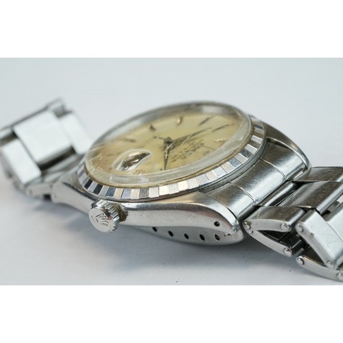 367 - Rolex Oyster-Perpetual Datejust gents 1958 stainless steel wristwatch, with baton hour markers, date... 