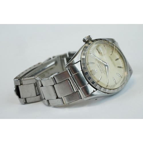 367 - Rolex Oyster-Perpetual Datejust gents 1958 stainless steel wristwatch, with baton hour markers, date... 