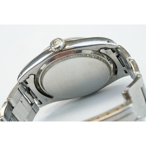 367 - Rolex Oyster-Perpetual Datejust gents 1958 stainless steel wristwatch, with baton hour markers, date... 