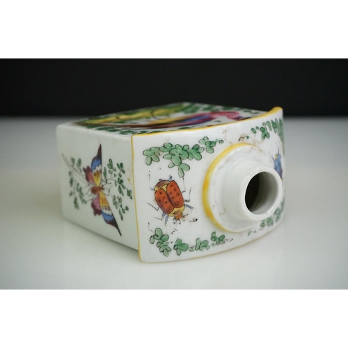 2 - Chelsea ' gold anchor ' type porcelain tea caddy, decorated with exotic birds, approx. 12cm