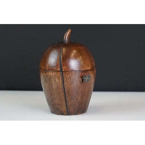 113 - Georgian style fruitwood melon shaped tea caddy