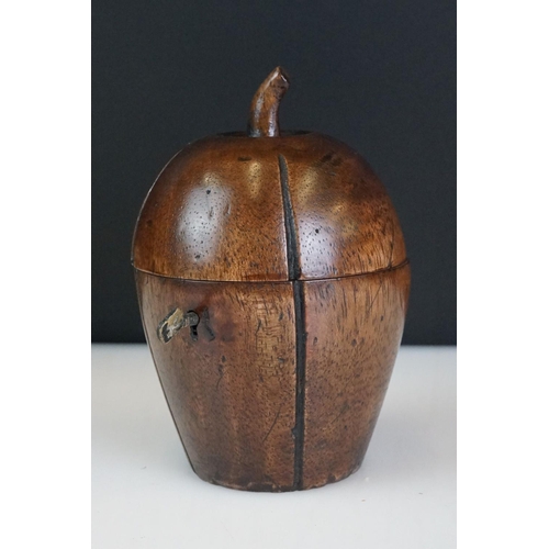 113 - Georgian style fruitwood melon shaped tea caddy