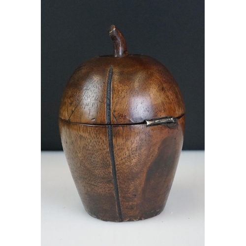 113 - Georgian style fruitwood melon shaped tea caddy