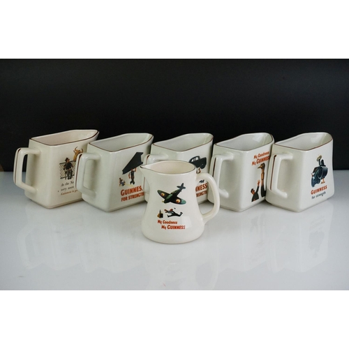 20 - Six Guinness advertising ceramic water jugs to include an official Guinness merchandise ' My Goodnes... 