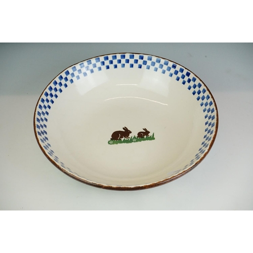 23 - Collection of animal themed spongeware ceramics to include Brixton Pottery (rabbits pattern serving ... 