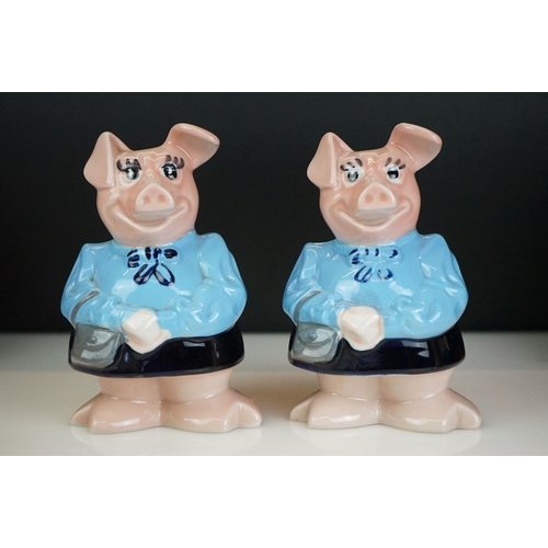 30 - Two sets of five Wade NatWest ceramic piggy banks, all with stoppers