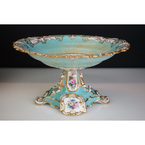 33 - 19th Century Copeland and Garrett part Dessert Service with hand-painted floral decoration to centre... 