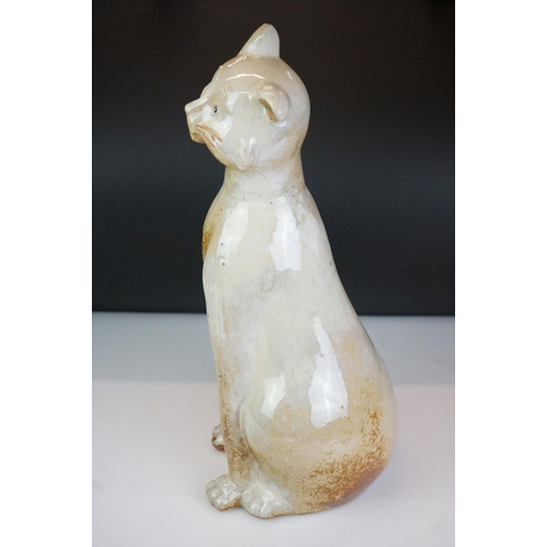 34 - Large Glazed Studio Pottery Seated Cat, 51cm high