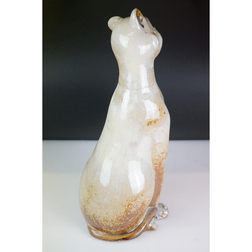 34 - Large Glazed Studio Pottery Seated Cat, 51cm high