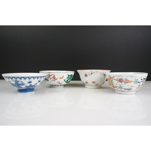 47 - Chinese porcelain tea bowl decorated with butterflies, chipped base, red mark, approx. 11.5cm, a Chi... 