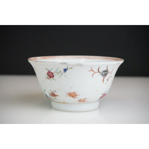 47 - Chinese porcelain tea bowl decorated with butterflies, chipped base, red mark, approx. 11.5cm, a Chi... 