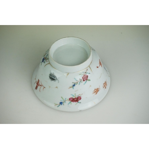 47 - Chinese porcelain tea bowl decorated with butterflies, chipped base, red mark, approx. 11.5cm, a Chi... 