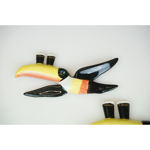 9 - Set of three Carlton Ware Guinness advertising flying toucan wall plaques, printed marks to reverse,... 