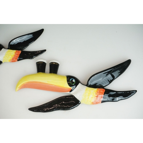 9 - Set of three Carlton Ware Guinness advertising flying toucan wall plaques, printed marks to reverse,... 