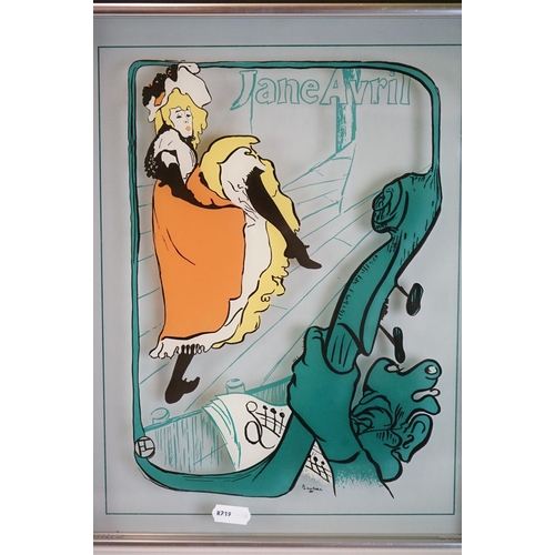 395 - Alphonse Mucha ' La Trappistine ' Print on Glass together with a similar Toulouse Lautrec ' Jane Avr... 