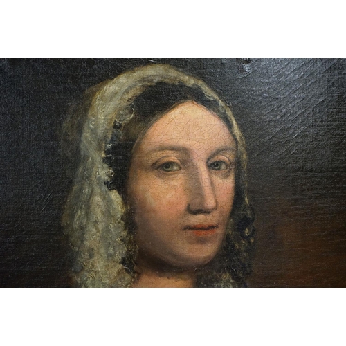 106 - 19th century Oil Painting Portrait labelled to verso ' Lady Eliza Makgill, nee Dalgleish, c1830, wif... 