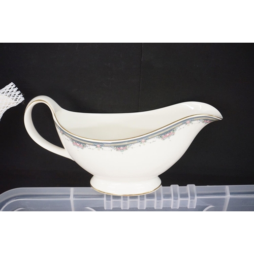 38 - Royal Doulton ' Albany ' pattern tea and dinner ware to include a teapot, sugar bowl, lidded sugar b... 