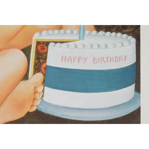 396 - Beryl Cook (1926 - 2008) ' The Birthday Cake ' Print, signed in pencil to the margin with blind stam... 