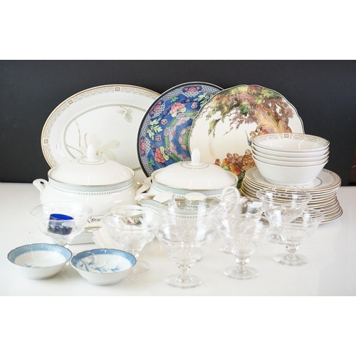 46 - Collection of mixed glass and ceramic to include 8 x Stuart Crystal sundae dishes, Royal Doulton ' W... 