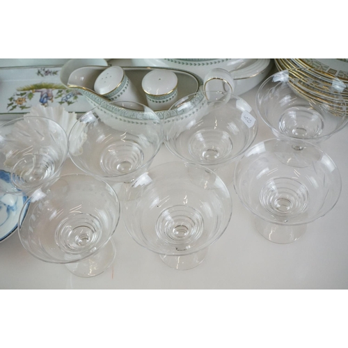 46 - Collection of mixed glass and ceramic to include 8 x Stuart Crystal sundae dishes, Royal Doulton ' W... 