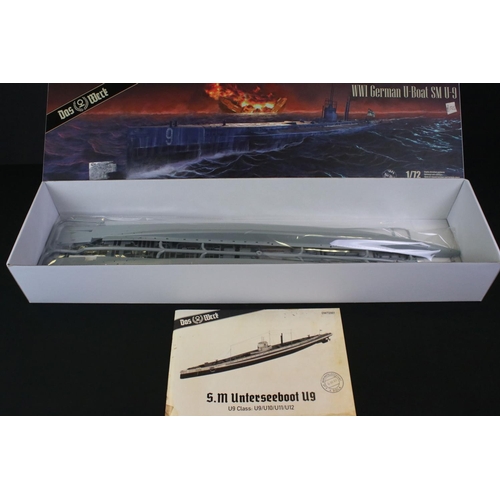 278 - Boxed & unbuilt Das Werk WW1 German U-Boat SM U-9 1/72 plastic model kit, with instructions booklet ... 