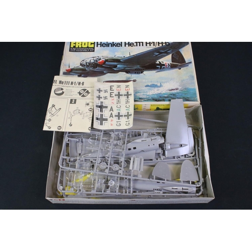 283 - Seven Boxed / bagged & unbuilt Frog plastic model kits to include F201 1:72 Heinkel He.111, F.178 Me... 