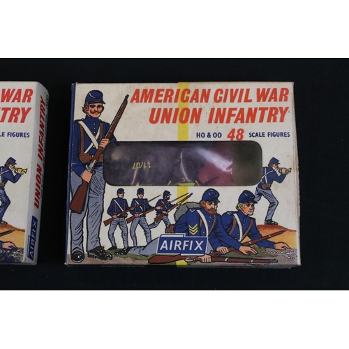 285 - 11 Boxed Airfix plastic model kits and figure sets to include 2 x Union infantry figure sets, 3 x Se... 