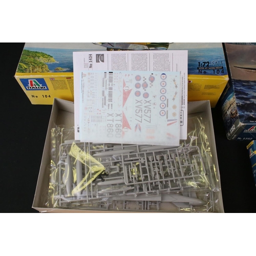 287 - Seven Boxed & unbuilt Italeri plastic model kits to include 3 x aircraft (1352 1:72 Sunderland Mk. I... 