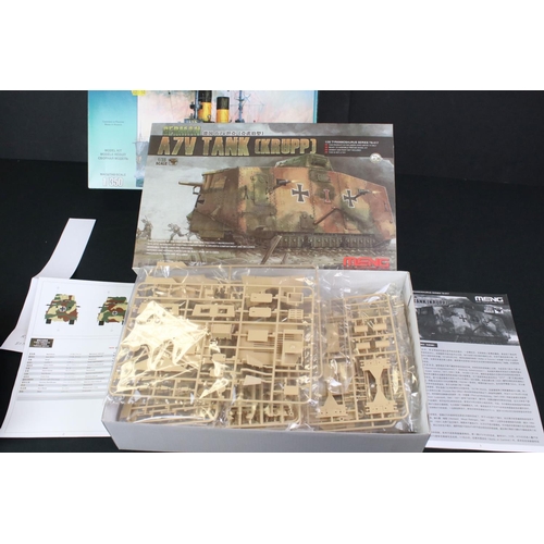 290 - Five Boxed & unbuilt plastic model kits to include Trumpeter 05329 1/350 HMS Dreadnought 1915, Meng ... 