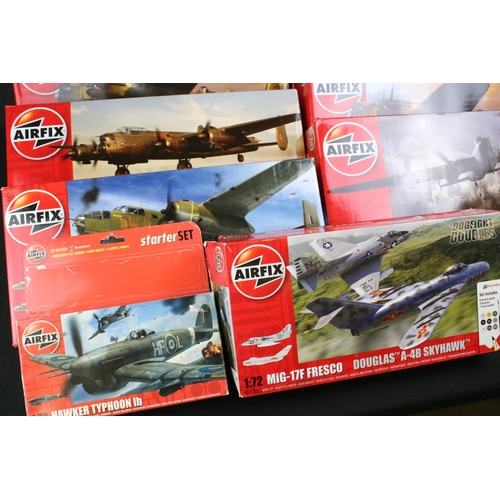 293 - 11 Boxed & unbuilt Airfix 1:72 plastic model plane kits to include A12011 Avro Vulcan B.2 (tearing t... 