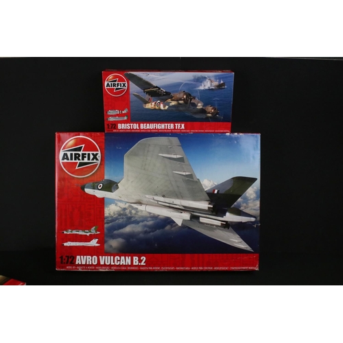 293 - 11 Boxed & unbuilt Airfix 1:72 plastic model plane kits to include A12011 Avro Vulcan B.2 (tearing t... 