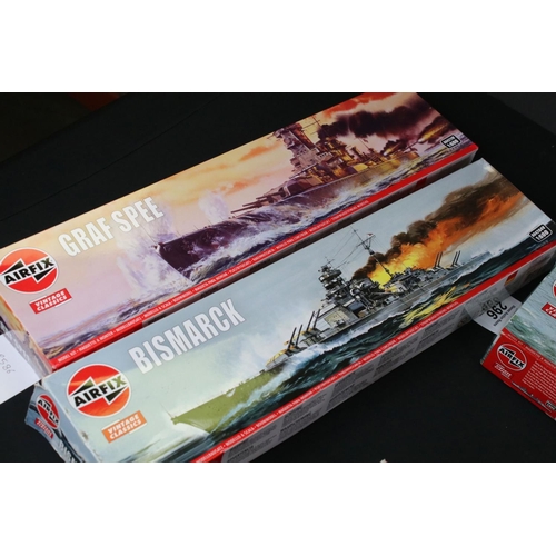 296 - 13 Boxed & unbuilt Airfix 1:600 plastic model ship kits, to include 11 x Vintage Classics (3 x A0420... 