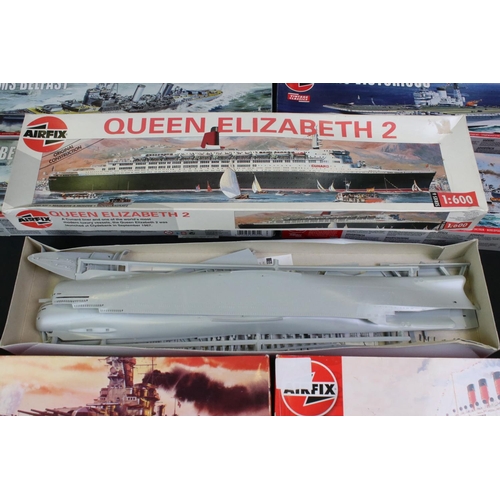 296 - 13 Boxed & unbuilt Airfix 1:600 plastic model ship kits, to include 11 x Vintage Classics (3 x A0420... 