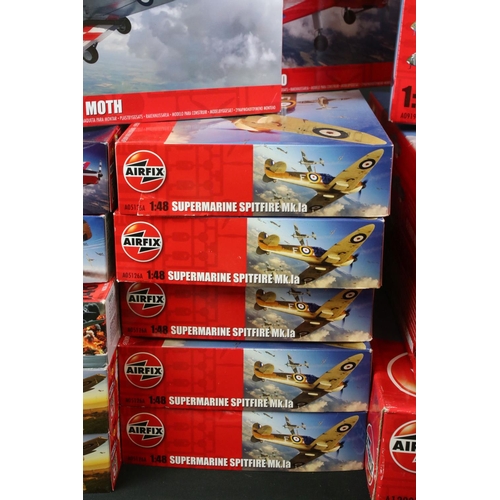 297 - 20 Boxed & unbuilt Airfix 1:48 plastic model plane kits to include A12007 Gloster Javelin, A09189 Ha... 