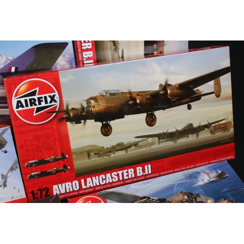 298 - 12 Boxed & unbuilt Airfix 1:72 plastic model plane kits to include A12011 Avro Vulcan (tear to box),... 