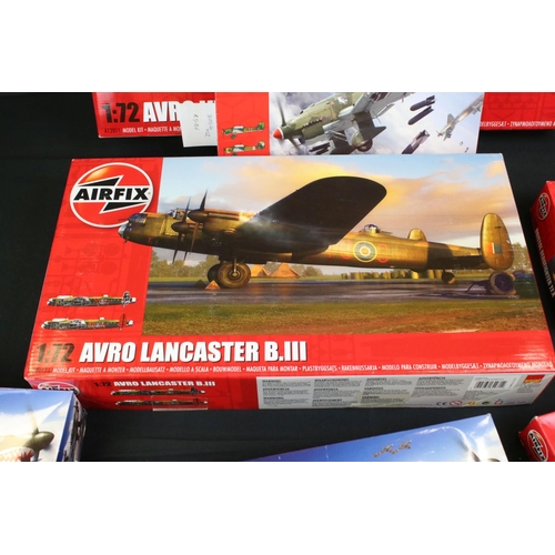 298 - 12 Boxed & unbuilt Airfix 1:72 plastic model plane kits to include A12011 Avro Vulcan (tear to box),... 